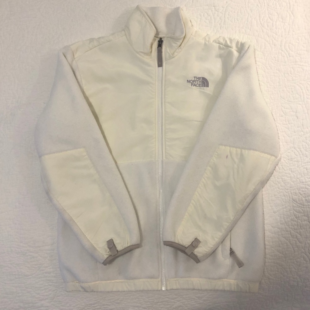 (kids L) North Face white fleece jacket zip